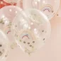 Preview: 5 rainbow gold confetti balloons