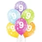 Mobile Preview: 6 Ballone assortiert Zahl 9 27.5cm