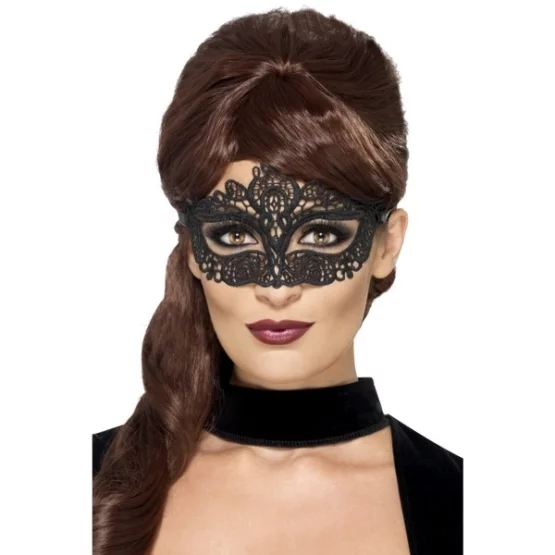 Eye mask black embroidered lace