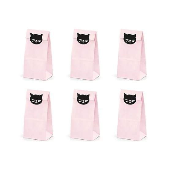 6 party bags kittens pink