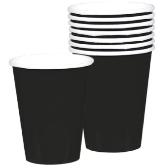 8 cardboard cups 250ml black