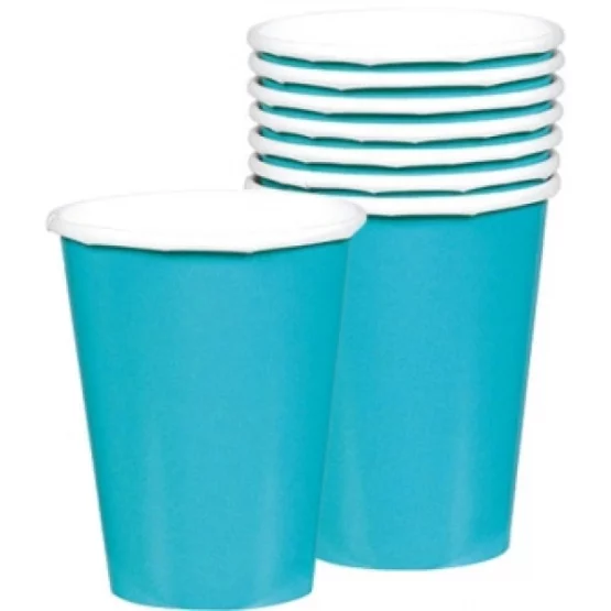 8 cardboard cups 266ml light blue