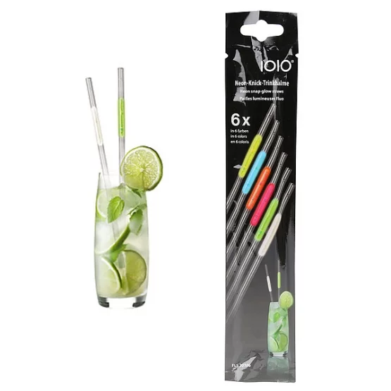 6 assorted glow stick drinking straws
