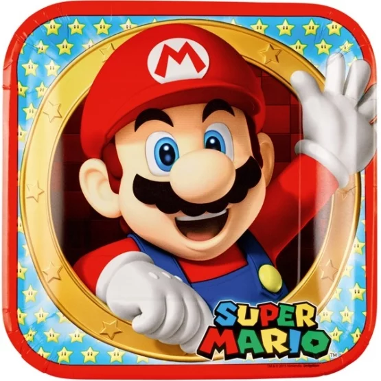 8 Teller Super Mario viereckig 23x23cm