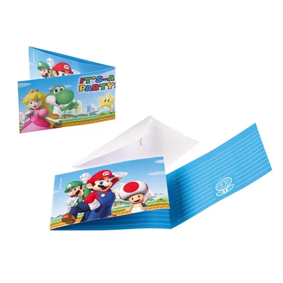8 Einladungskarten Super Mario