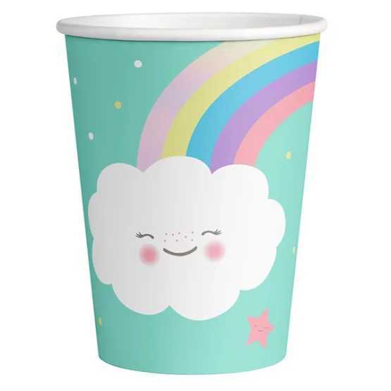 8 cardboard cups Rainbow & Cloud 250ml