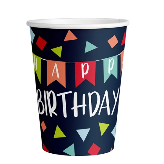 8 cups Happy Birthday 250ml