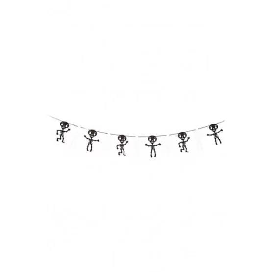 Horizontal hanging string with small skeletons made of felt