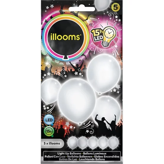 5 LED Ballone weiss