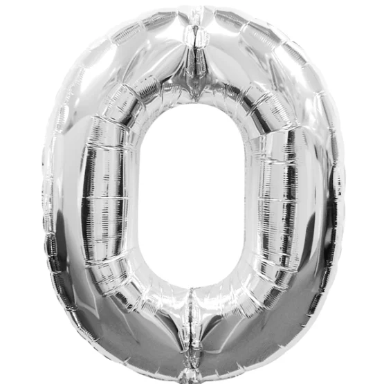 Foil balloon number 0 silver