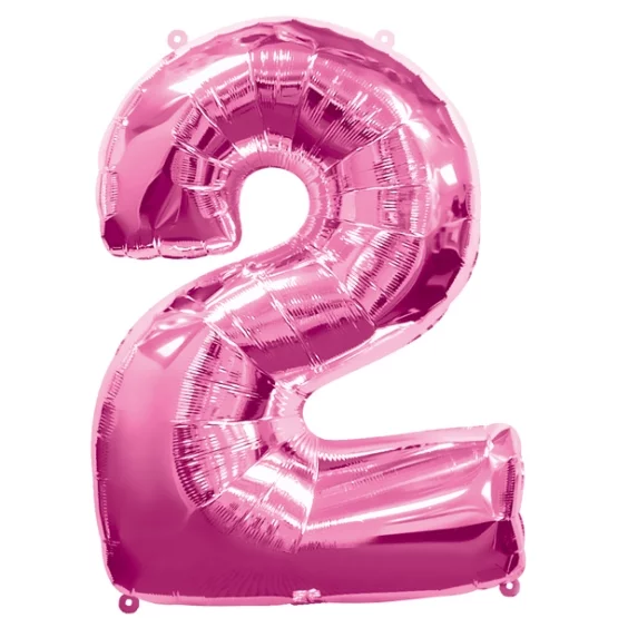 Folienballon Zahl 2 pink