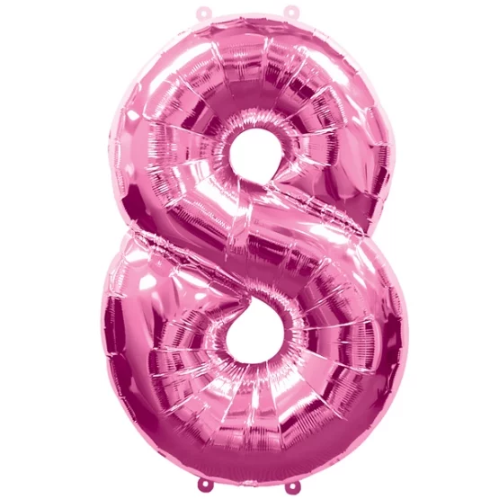 Foil balloon number 8 pink