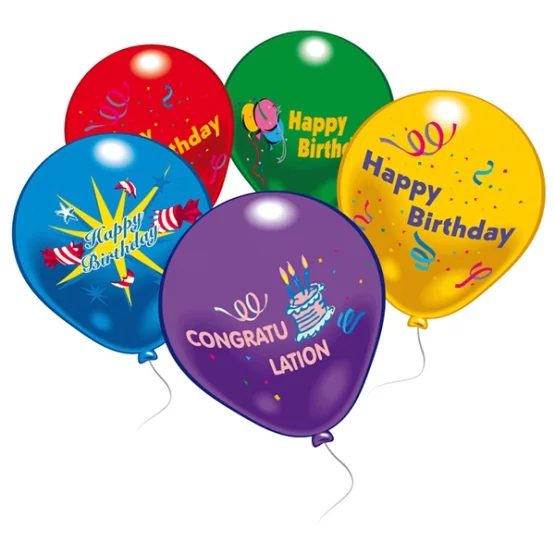 10 Ballone Happy Birthday assortiert