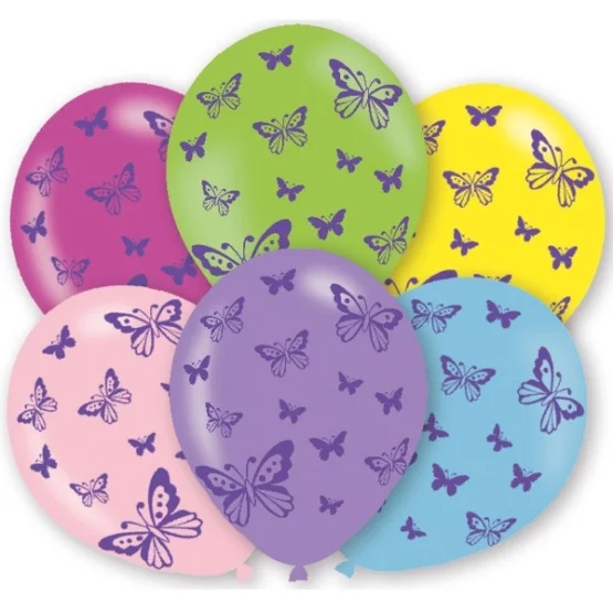 6 balloons butterflies assorted