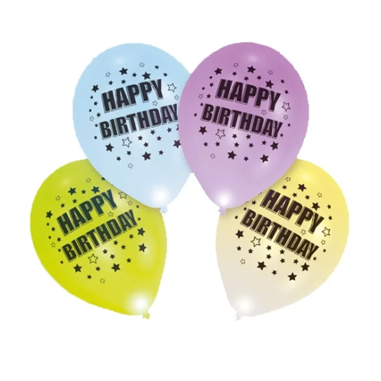 4 LED Ballone Happy Birthday
