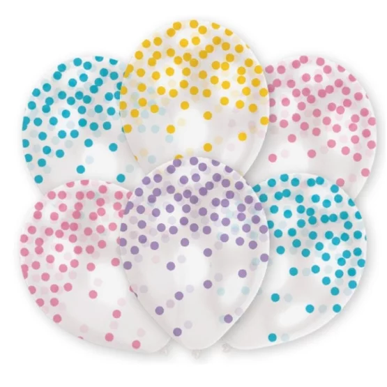 6 Ballone Konfetti-Pastell assortiert