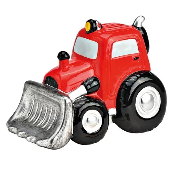 Money box tractor with shovel