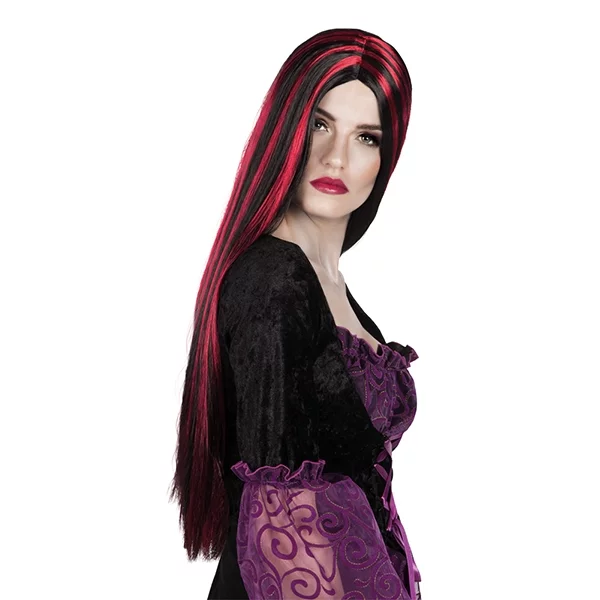 Wig witch black & red