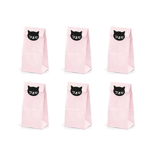6 party bags kittens pink