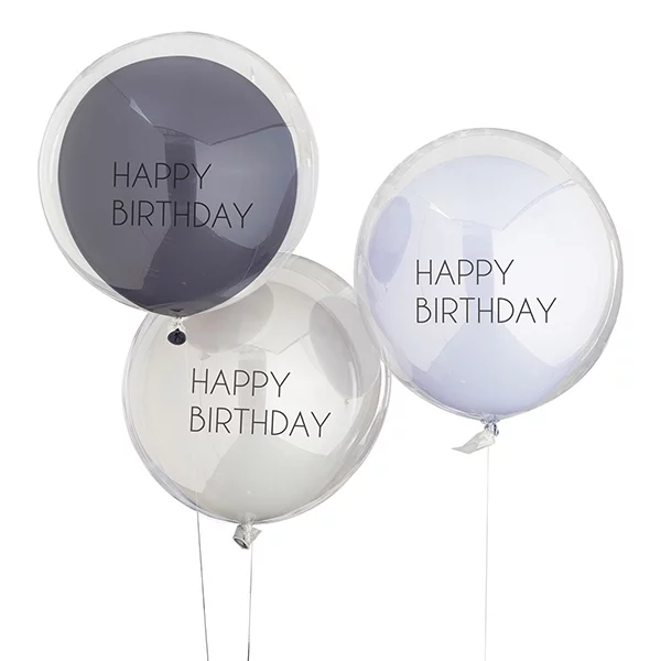 3 double layer balloons blue
