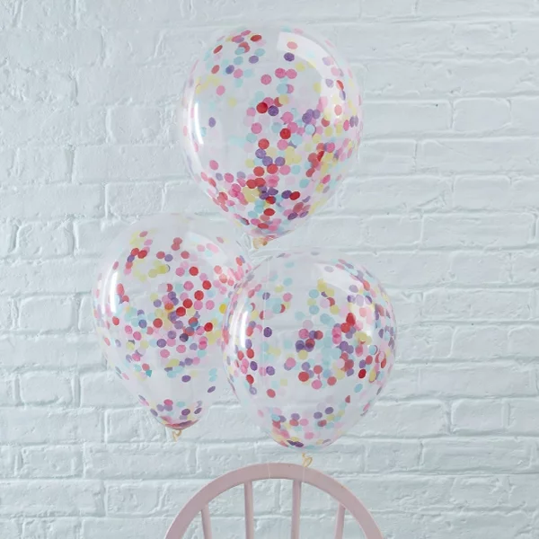 5 Ballons bunte Confetti